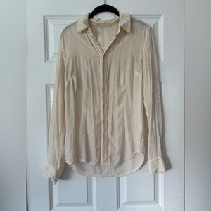 CP Shades Elegant Velvet Cream Blouse -Small